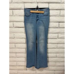 Indigo Poppy‎ Womens Bootcut Jeans Medium Wash High Rise Elastic Waist Size 12